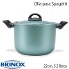 Brinox 7013/391, Olla de Aluminio, para Spagetti, Color Chilli Turquesa, Doble Agarrador, Tecnologia AntiAderente, 22cm, 5,5 litros