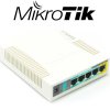 Mikrotik RouterBoard RB951Ui-2HnD, WIRELESS, 2.4GHz 1000mW AP with five Ethernet ports and PoE output on port 5. It has a 600MHz CPU, 128MB RAM and a USB port